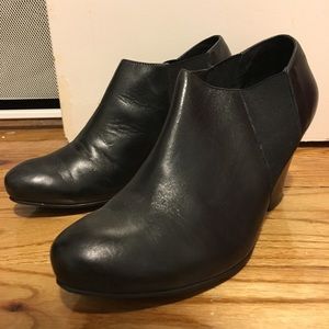 Black leather booties